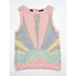 Tomboy Pink Rainbow Ombre Sun‎ Ray Tank Sweater Women's Size Medium Vintage